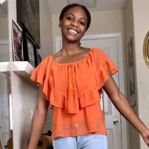 Orange Sheer Top